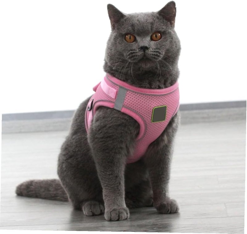 سترة ورقبة كلب وردية عاكسة ومجموعة مقود Xs شبكة قابلة للتنفس لا تسحب خفيفة الوزن - Image 4